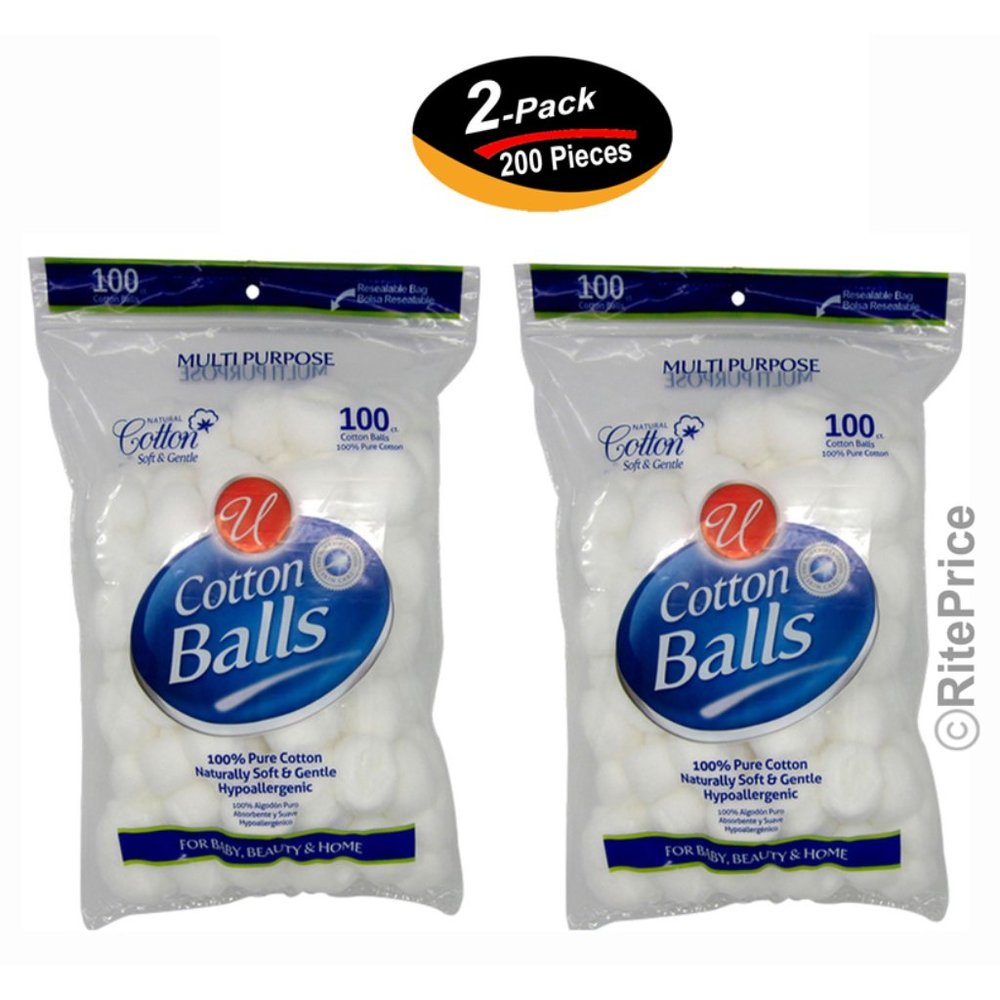 Cotton Balls (2 Pack) Natural Cotton Soft and Gentle Organics Hypoallergenic-New